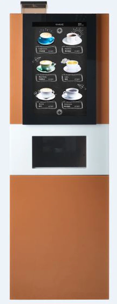 নিখরচায় কফি ভেন্ডিং মেশিন গরম পানীয় 22 ইঞ্চি উল্লম্ব স্ক্রিনে বিক্রয় করছে